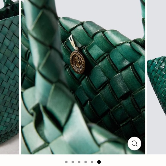 Dragon Diffusion Egola forest Green Woven Leather Tote - Picture 13 of 15